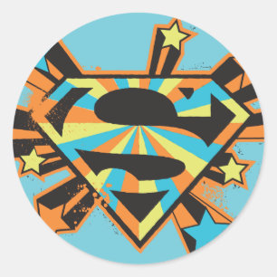 Pegatina Redonda Logo de Supergirl Colorful Stars