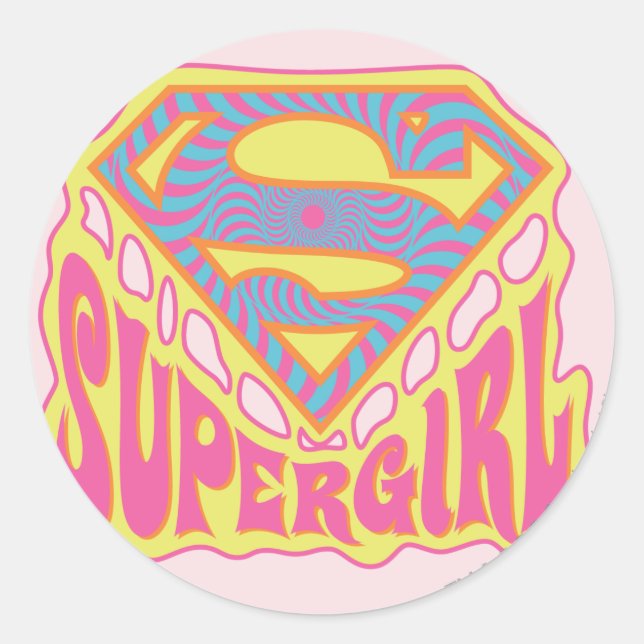 Pegatina Redonda Logo de Supergirl Groovy (Anverso)