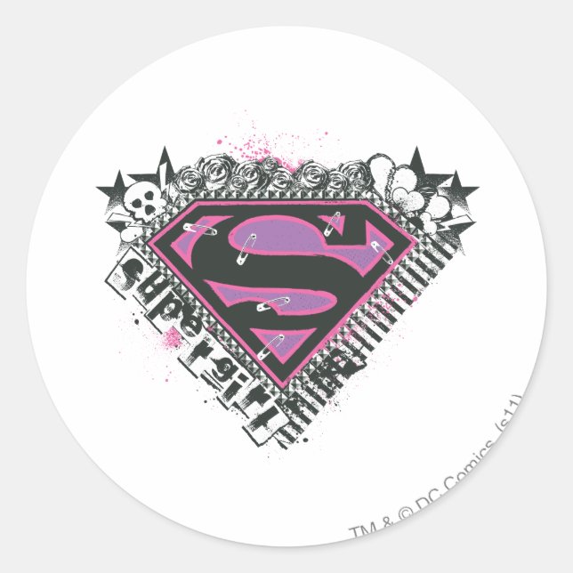 Pegatina Redonda Logo de Supergirl Pins (Anverso)