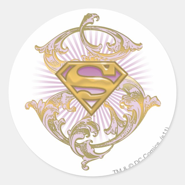 Pegatina Redonda Logo de Supergirl Starbust (Anverso)
