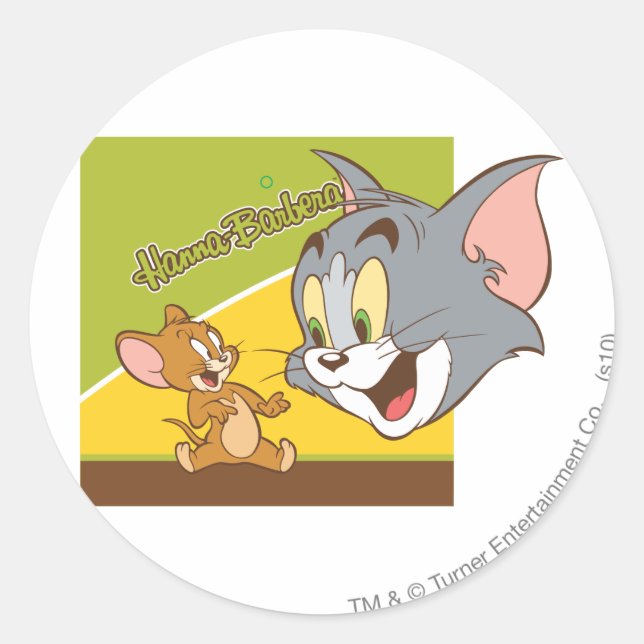 Pegatina Redonda Logo de Tom y Jerry Hanna Barbera (Anverso)