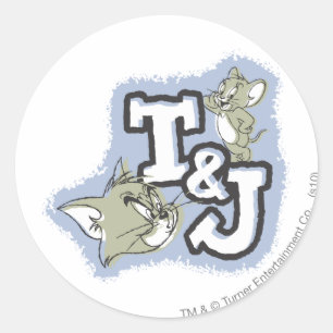 Pegatina Redonda Logo de Tom y Jerry T&J