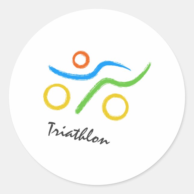 Pegatina Redonda Logo de Triathlon (Anverso)