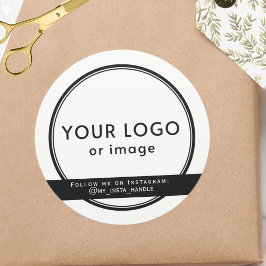 Pegatina Redonda Logo de tu personalizado e información de medios s