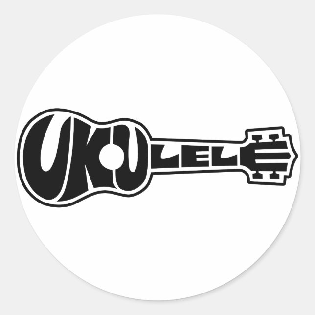 Pegatina Redonda Logo de Ukulele (Anverso)