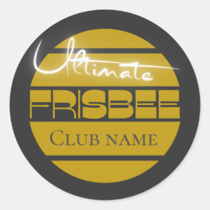 Pegatina Redonda Logo de Ultimate Frisbee en amarillo