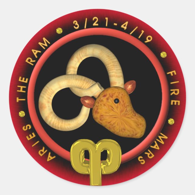 Pegatina Redonda Logo de Valxart Aries zodiac (Anverso)