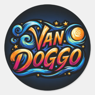 Pegatina Redonda Logo de Van Doggo