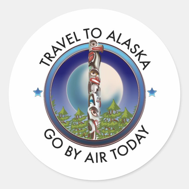 Pegatina Redonda Logo de viaje de Alaska (Anverso)