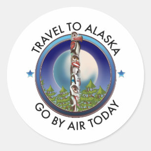 Pegatina Redonda Logo de viaje de Alaska