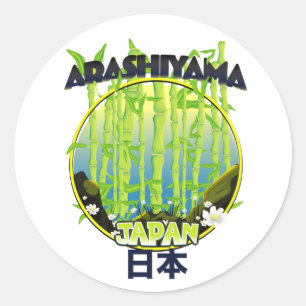 Pegatina Redonda Logo de viaje de Arashiyama Japón Café gigante Mug