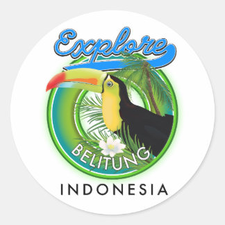 Pegatina Redonda Logo de viaje de Belitung Indonesia