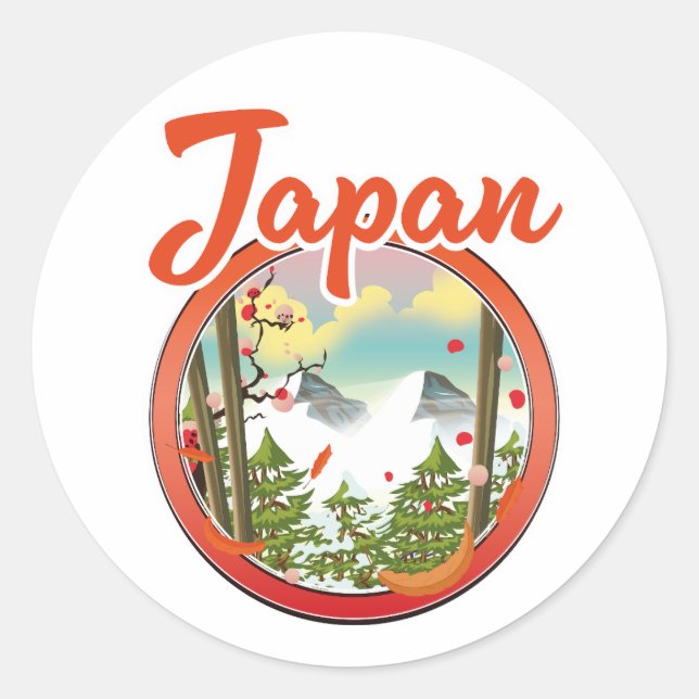 Pegatina Redonda Logo de viaje de Japón (Anverso)