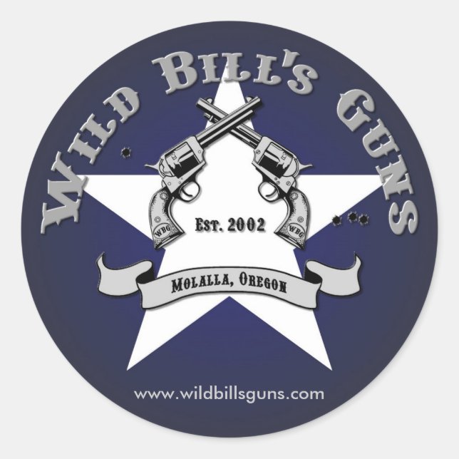 Pegatina Redonda Logo de Wild Bill's Guns Patriot (Anverso)