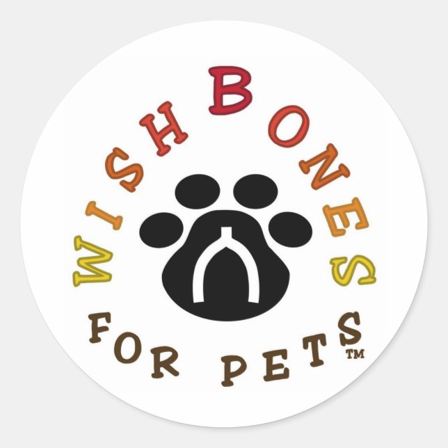 Pegatina Redonda Logo de Wishbone para Mascotas (Anverso)