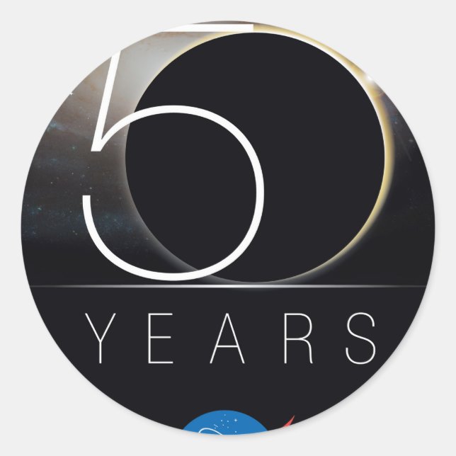 Pegatina Redonda Logo del 50 aniversario de la NASA (Anverso)