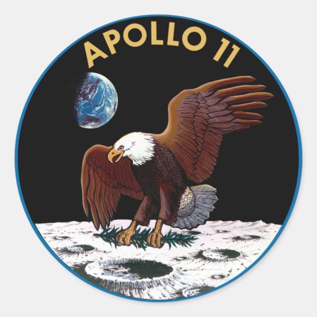 Pegatina Redonda Logo del Apolo 11 de la NASA (Anverso)
