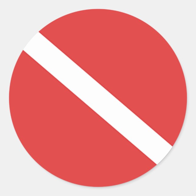 Pegatina Redonda Logo del buceo Scuba - Bandera blanca roja del buz (Anverso)