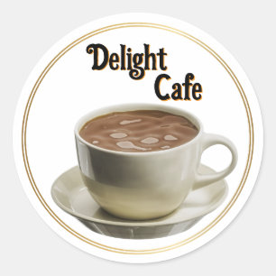 Pegatina Redonda Logo del café