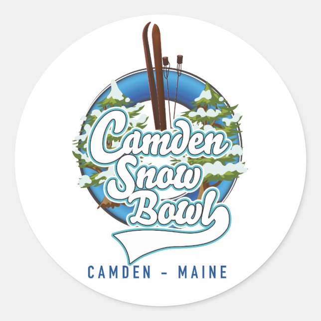 Pegatina Redonda Logo del camden Snow Bowl. (Anverso)