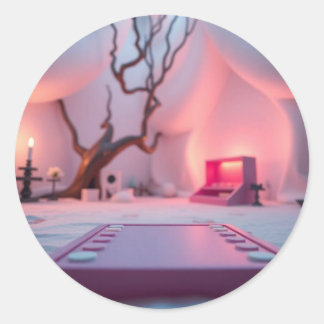 Pegatina Redonda Logo del controlador de juegos de neón