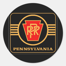 Pegatina Redonda Logo del Ferrocarril de Pensilvania, negro y oro