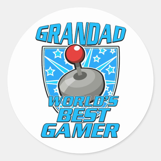 Pegatina Redonda Logo del mejor retro de gamer del mundo de Grandad (Anverso)