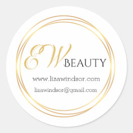 Pegatina Redonda Logo del monograma del círculo dorado moderno