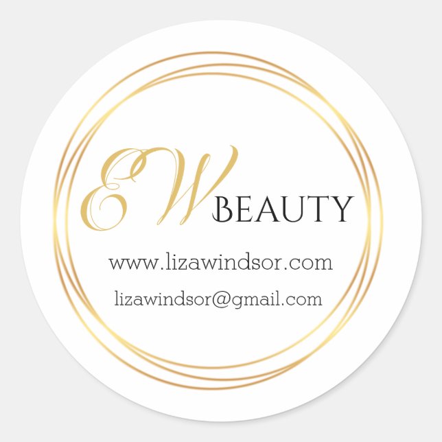 Pegatina Redonda Logo del monograma del círculo dorado moderno (Anverso)