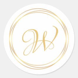 Pegatina Redonda Logo del monograma del círculo dorado moderno