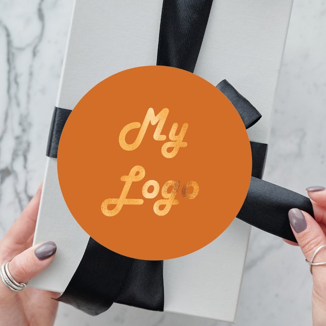 Pegatina Redonda Logo del negocio del oro del naranja quemado (Subido por el creador)