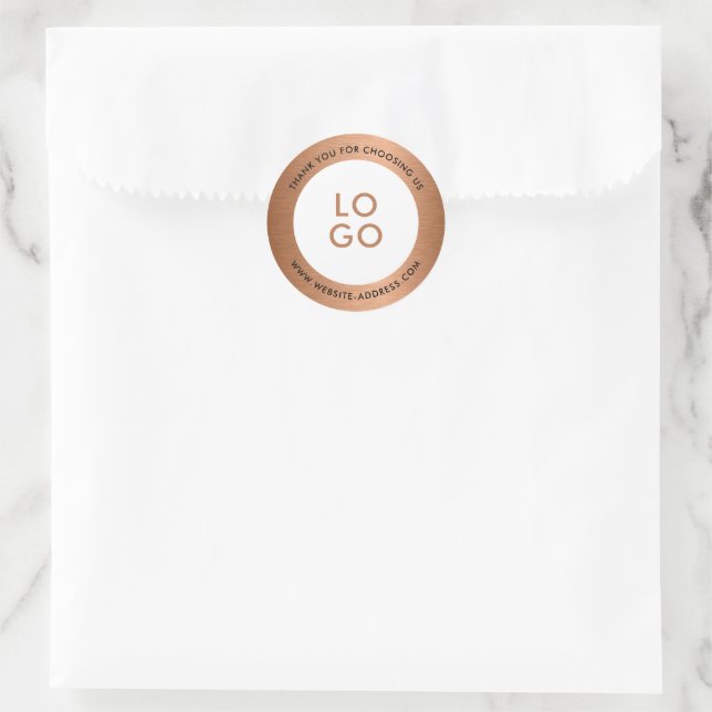 Pegatina Redonda Logo del Personalizado de textura metálica de cobr (Bolso)