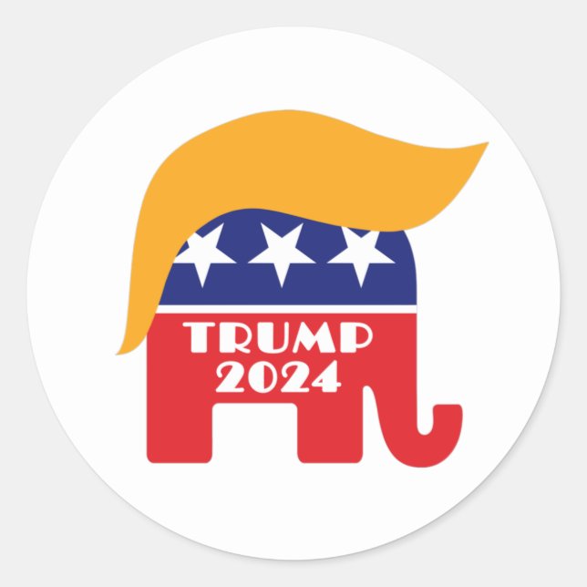 Pegatina Redonda Logo del presidente Trump 2024 (Anverso)