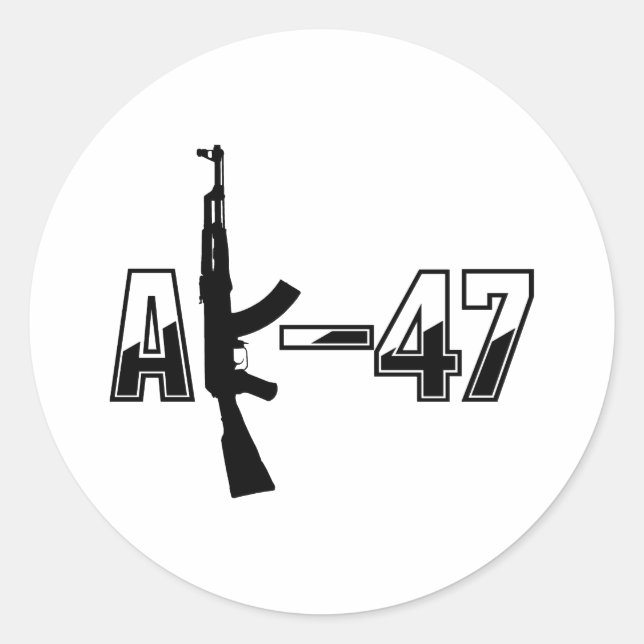 Pegatina Redonda Logo del Rifle de asalto AK-47 AKM (Anverso)