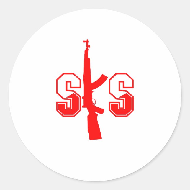 Pegatina Redonda Logo del Rifle de asalto SKS Red.png (Anverso)
