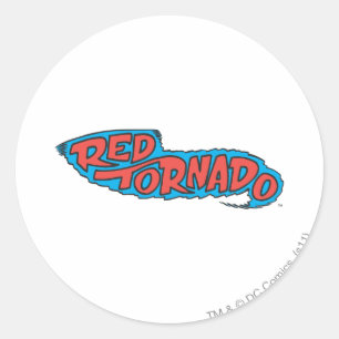 Pegatina Redonda Logo del Tornado Rojo