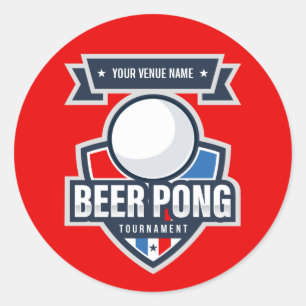 Pegatina Redonda Logo del Torneo de Beer Pong personalizable