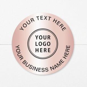 Pegatina Redonda Logo Empresa Rosa Dorado