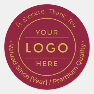 Pegatina Redonda Logo Empresarial Profesional de Lujo Burgundy Oro