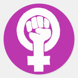 Pegatina Redonda Logo, feminista/feminista, igualdad/igualidad: