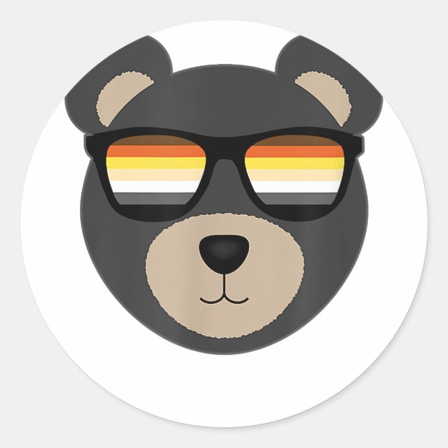 Pegatina Redonda Logo Gay Bear Gafas de sol (Anverso)