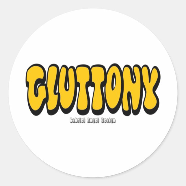 Pegatina Redonda Logo Gluttony Thick (Anverso)