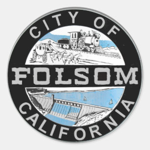 Pegatina Redonda Logo gráfico de la ciudad de Folsom: versión gráfi