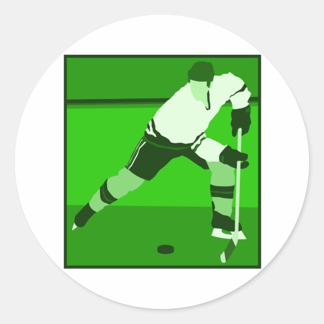 Pegatina Redonda Logo - Hockey sobre hielo verde (Anverso)