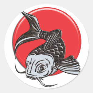 Pegatina Redonda Logo japonés de Koi