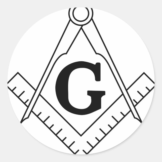 Pegatina Redonda Logo masónico de Freemason (Anverso)