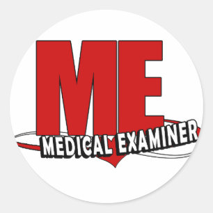 PEGATINA REDONDA LOGO ME ACRONYM MÉDICO EXAMEN