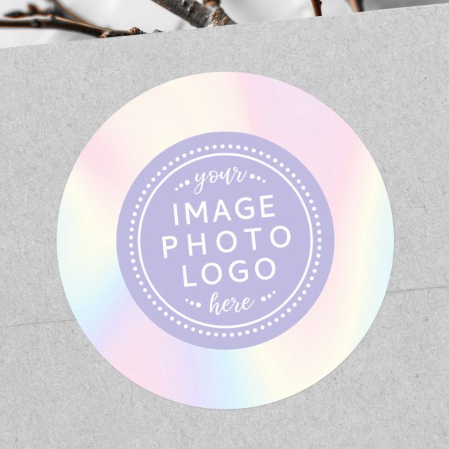 Pegatina Redonda Logo moderno de negocios en tonos pastel (Soft pastel rainbow trendy modern business logo classic round sticker)