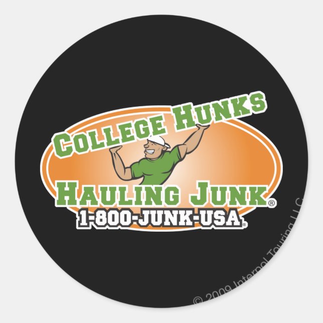 Pegatina Redonda Logo oficial del Colegio Hunks Hauling Junk (Anverso)