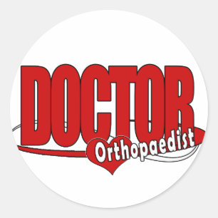 PEGATINA REDONDA LOGO ORTOPEDISTA MÉDICA ROJO GRANDE